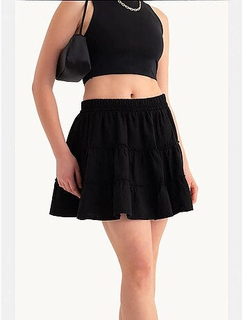 Mini-jupe taille haute à volants