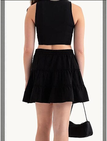 Mini-jupe taille haute à volants