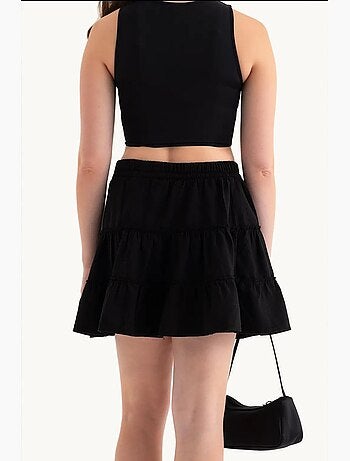 Mini-jupe taille haute à volants hiccup