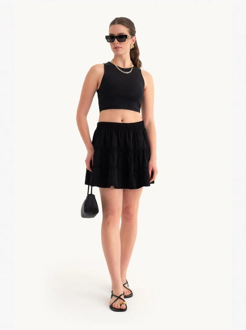 Mini-jupe taille haute à volants hiccup - Kiabi