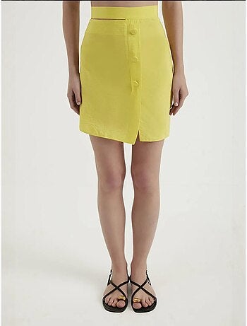 Mini-jupe taille haute avec boutons latéraux
