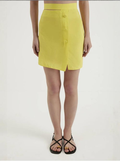 Mini-jupe taille haute avec boutons latéraux - Kiabi