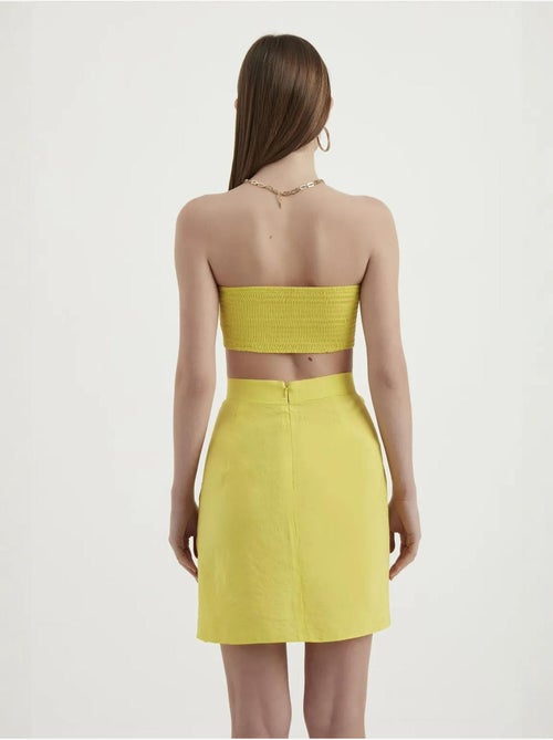Mini-jupe taille haute avec boutons latéraux - Kiabi