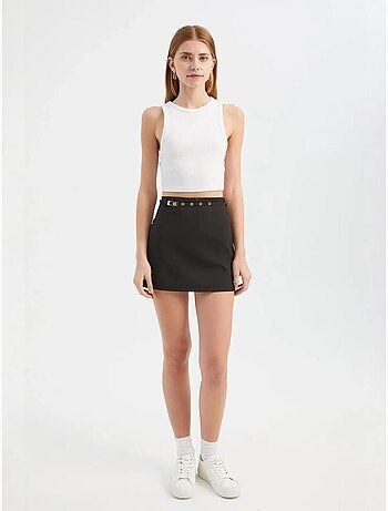 Mini-jupe taille haute avec détail ceinture