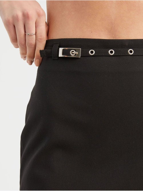 Mini-jupe taille haute avec détail ceinture - Kiabi
