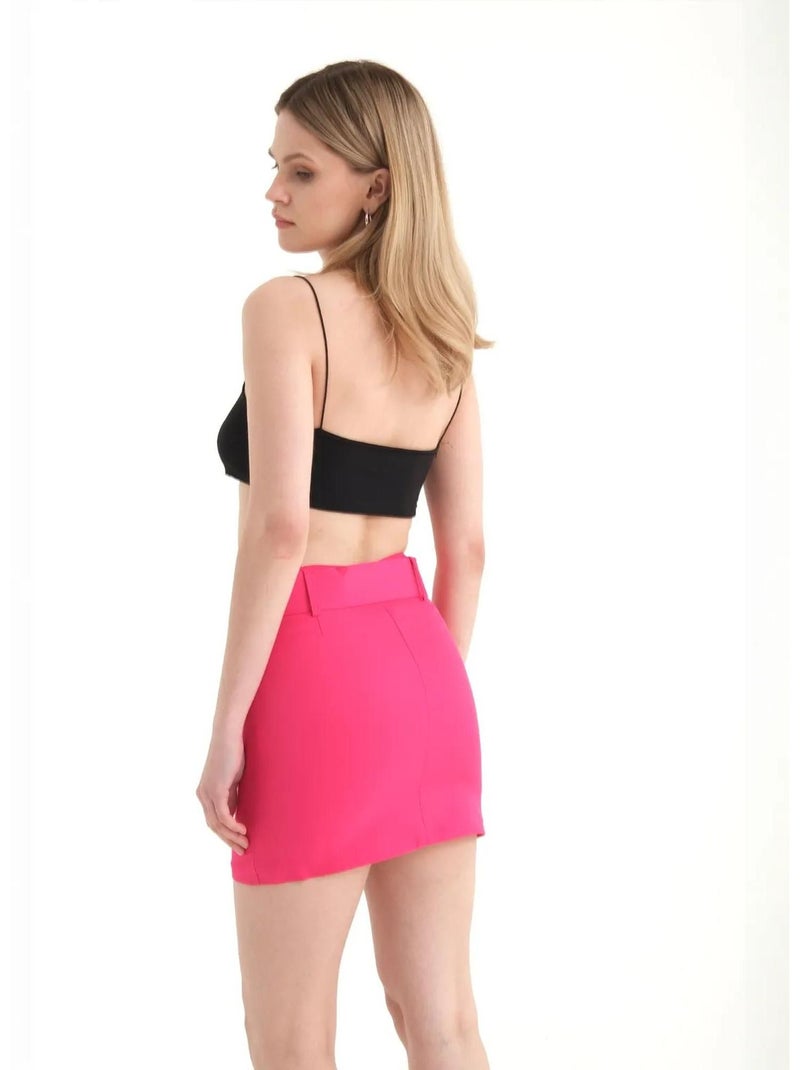 Mini-jupe taille haute avec détail ceinture Rose - Kiabi
