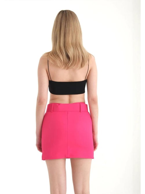 Mini-jupe taille haute avec détail ceinture - Kiabi