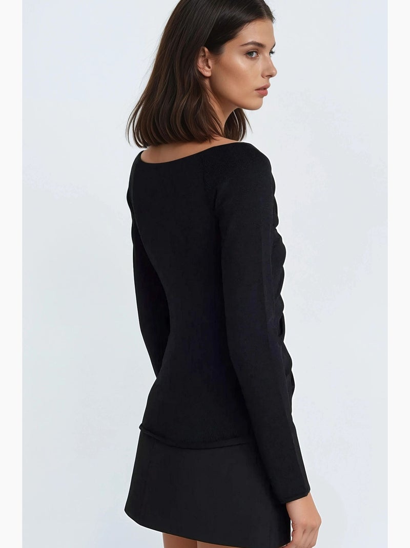 Mini-jupe taille haute avec détails arqués hiccup Noir - Kiabi