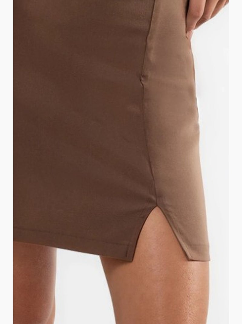 Mini-jupe taille haute avec fermeture éclair hiccup Marron foncé - Kiabi