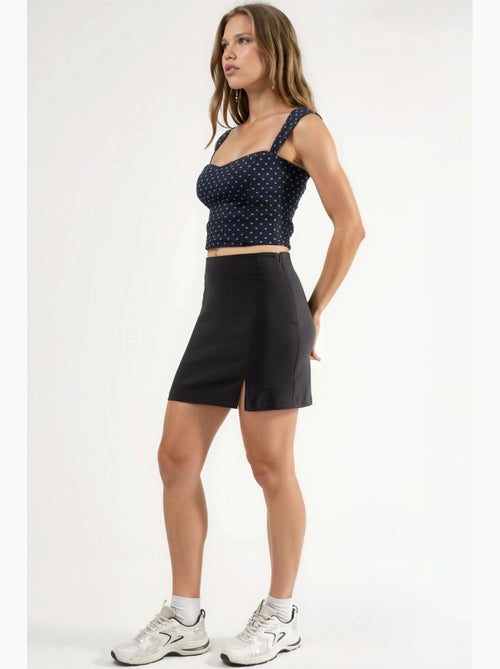 Mini-jupe taille haute avec fermeture éclair hiccup - Kiabi Mini-jupe taille haute avec fermeture éclair hiccup - Kiabi