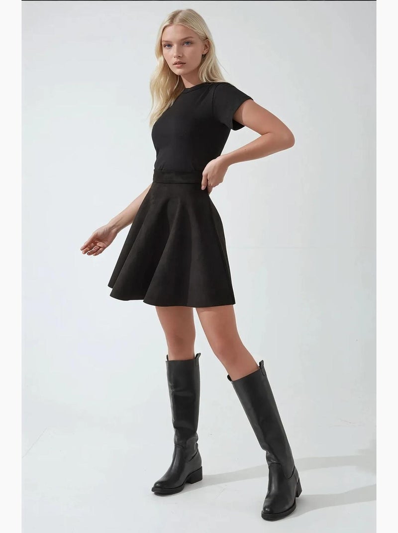 Mini-jupe taille haute élégante hiccup Noir - Kiabi