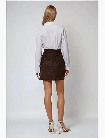 Mini-jupe taille haute en faux daim hiccup