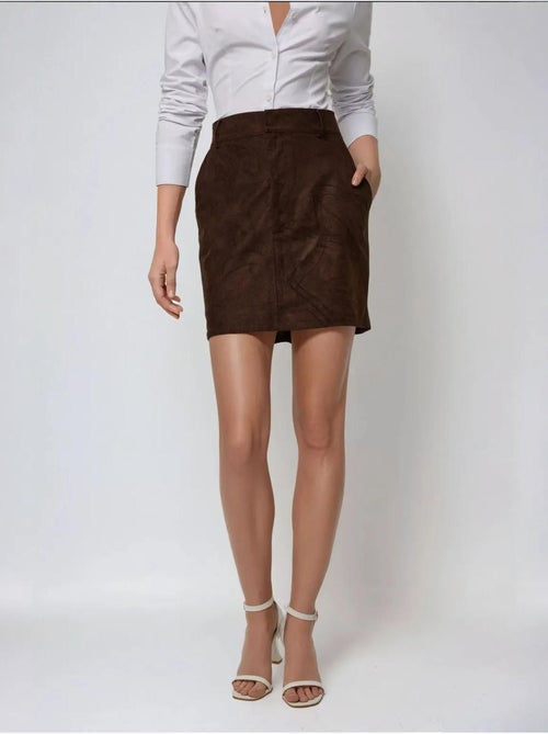 Mini-jupe taille haute en faux daim - Kiabi Mini-jupe taille haute en faux daim - Kiabi