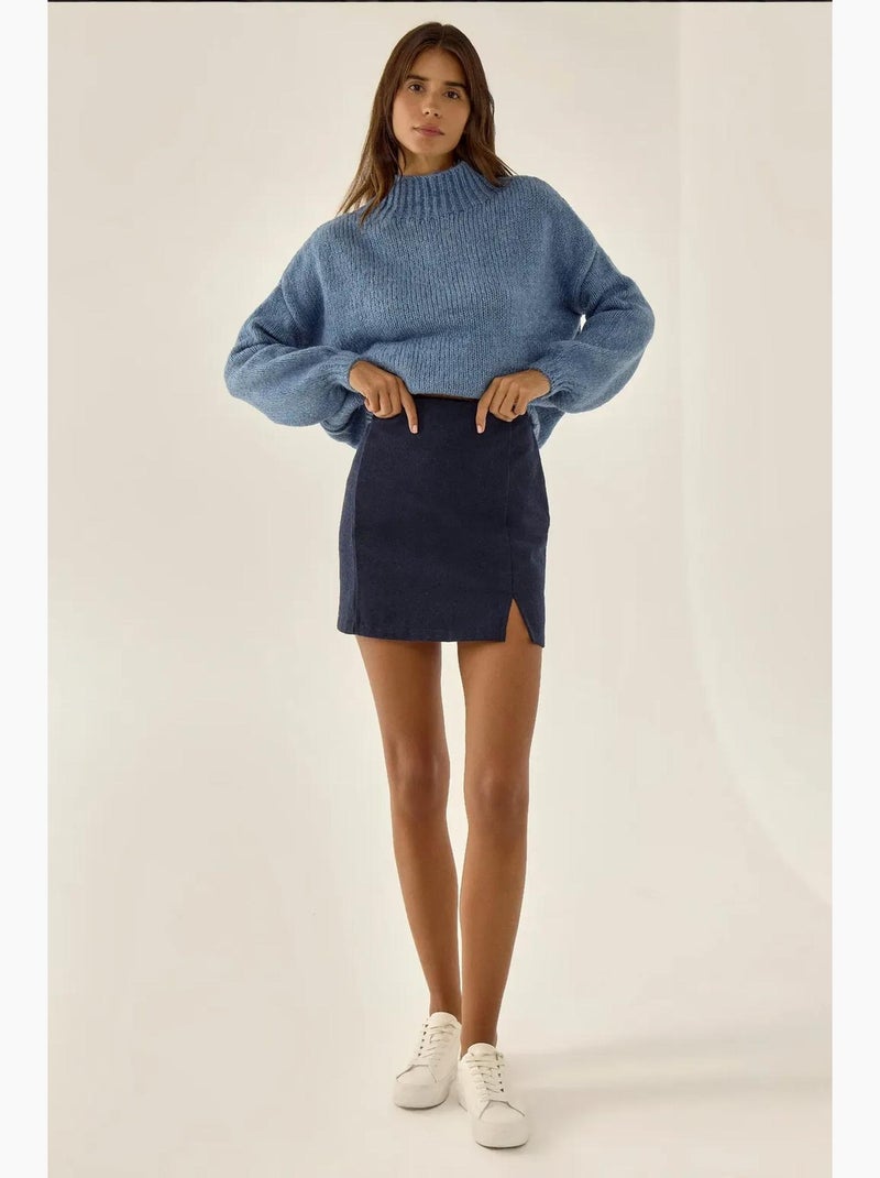 Mini-jupe taille haute hiccup Bleu - Kiabi