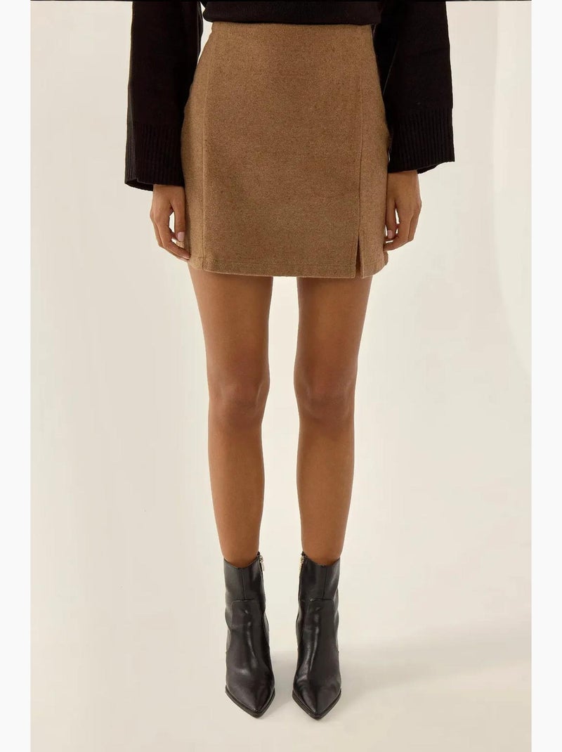 Mini-jupe taille haute hiccup Marron - Kiabi