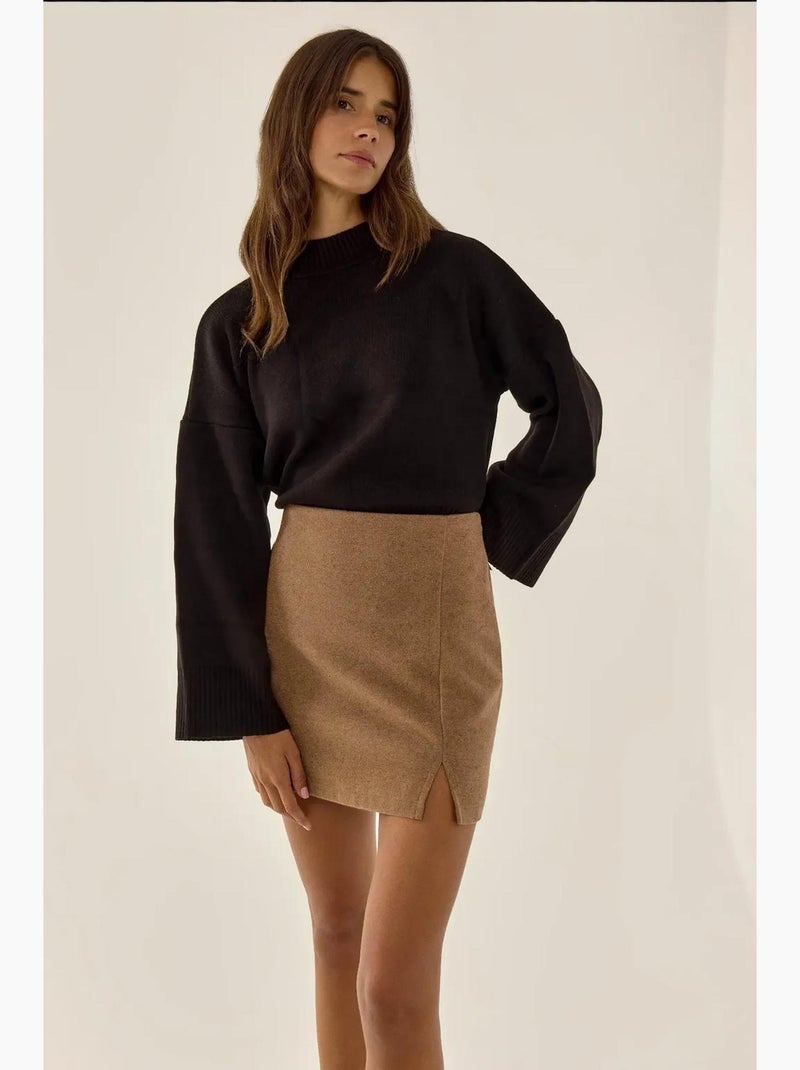 Mini-jupe taille haute hiccup Marron - Kiabi