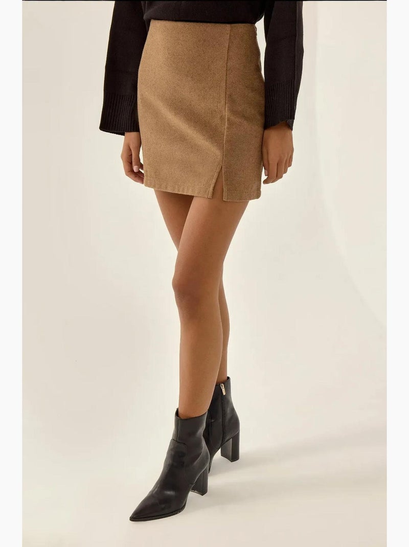 Mini-jupe taille haute hiccup Marron - Kiabi