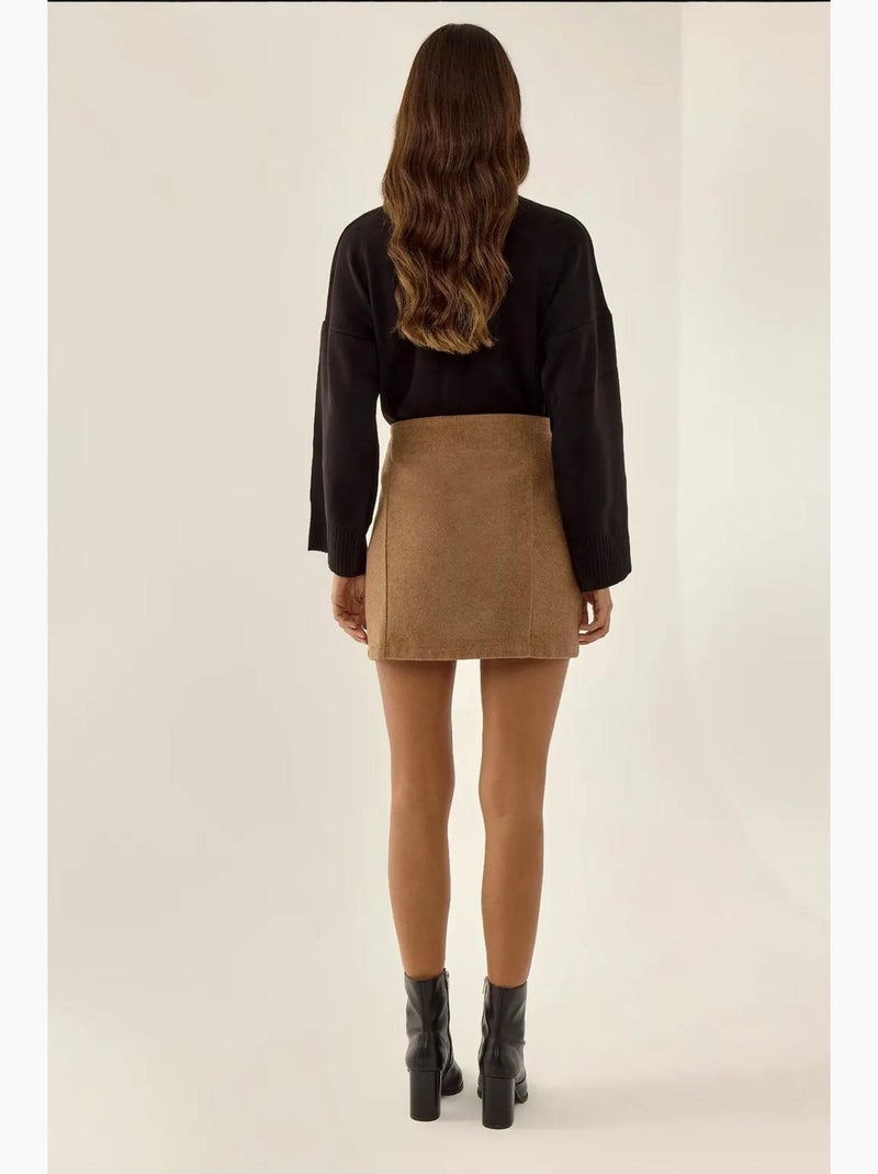 Mini-jupe taille haute hiccup Marron - Kiabi