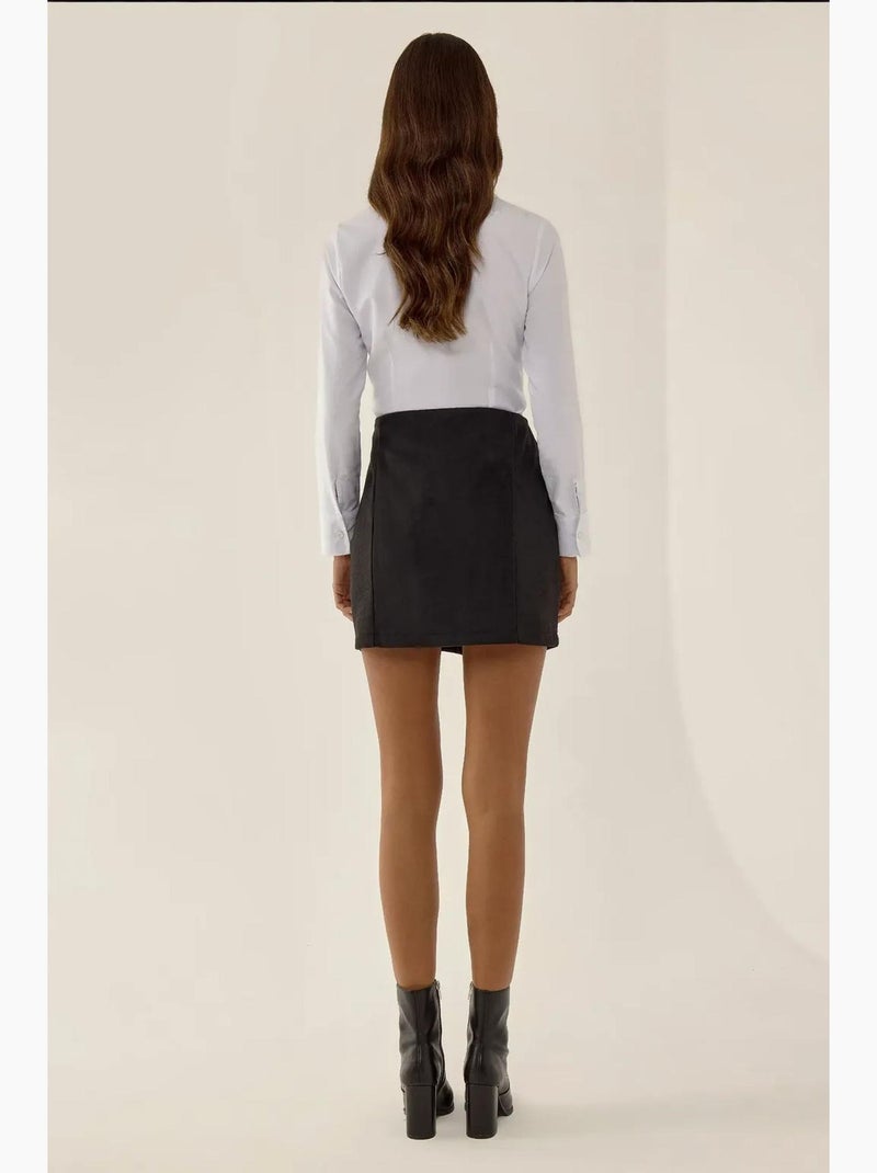 Mini-jupe taille haute hiccup Noir - Kiabi
