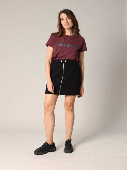 Mini-jupe texturée avec fermeture zippée à l’avant
 'Deeluxe' - Kiabi