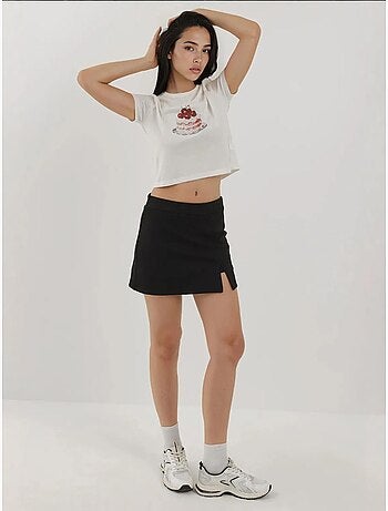 Mini-jupe texturée avec taille élastique