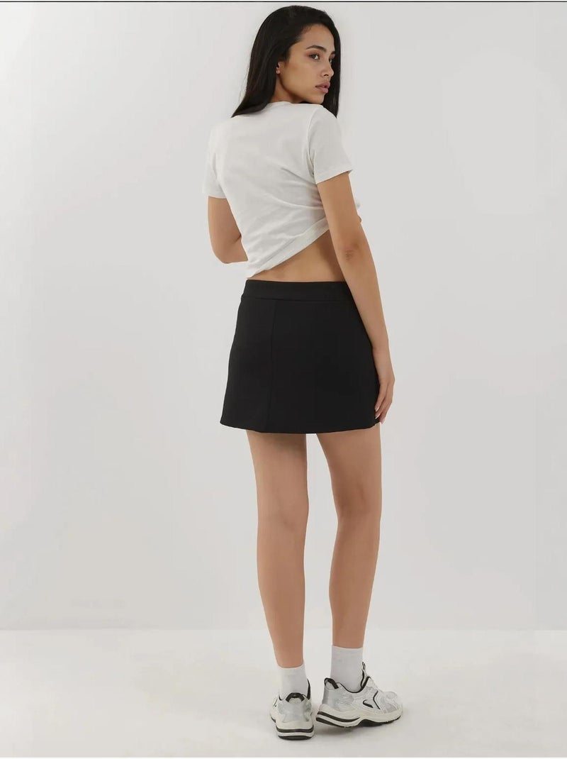 Mini-jupe texturée avec taille élastique Noir - Kiabi