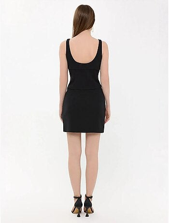 Mini-jupe tissée taille haute avec détail nœud