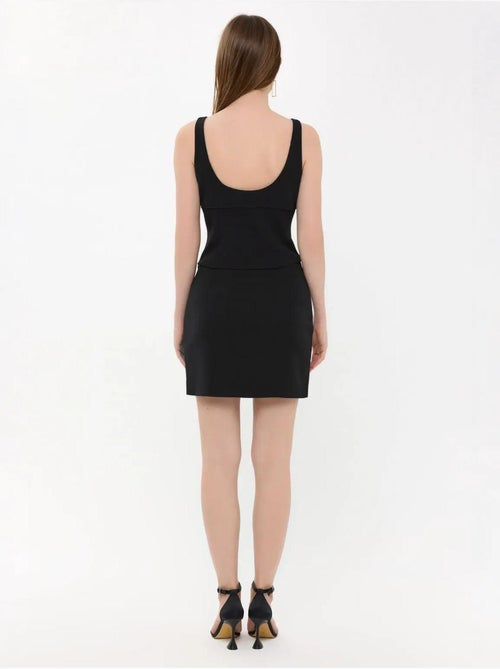 Mini-jupe tissée taille haute avec détail nœud - Kiabi