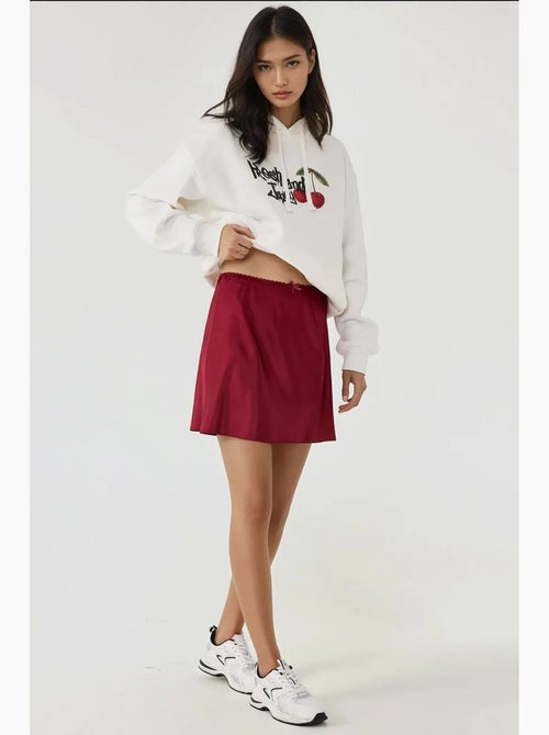 Mini-jupe trapèze en satin doux hiccup - Kiabi Mini-jupe trapèze en satin doux hiccup - Kiabi