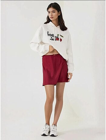Mini-jupe trapèze en satin doux