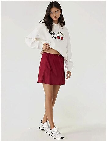 Mini-jupe trapèze en satin doux