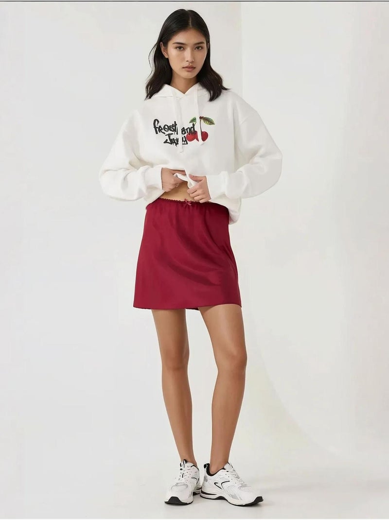 Mini-jupe trapèze en satin doux Rouge bordeaux - Kiabi