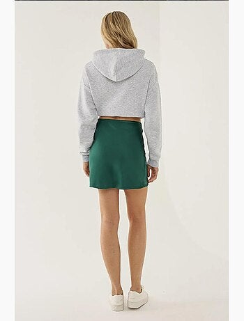 Mini-jupe unie en satin hiccup