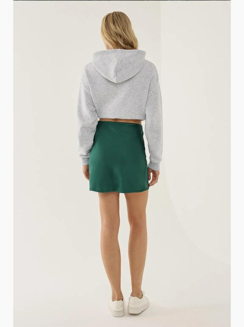 Mini-jupe unie en satin hiccup Vert - Kiabi