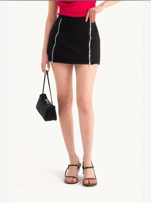 Mini-jupe zippée taille mi-haute - Kiabi Mini-jupe zippée taille mi-haute - Kiabi