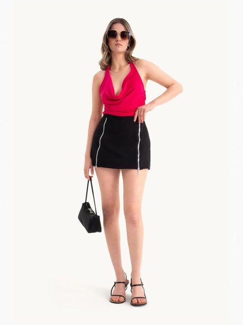 Mini-jupe zippée taille mi-haute - Kiabi Mini-jupe zippée taille mi-haute - Kiabi
