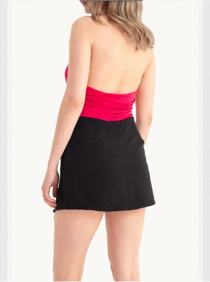 Mini-jupe zippée taille mi-haute Noir - Kiabi
