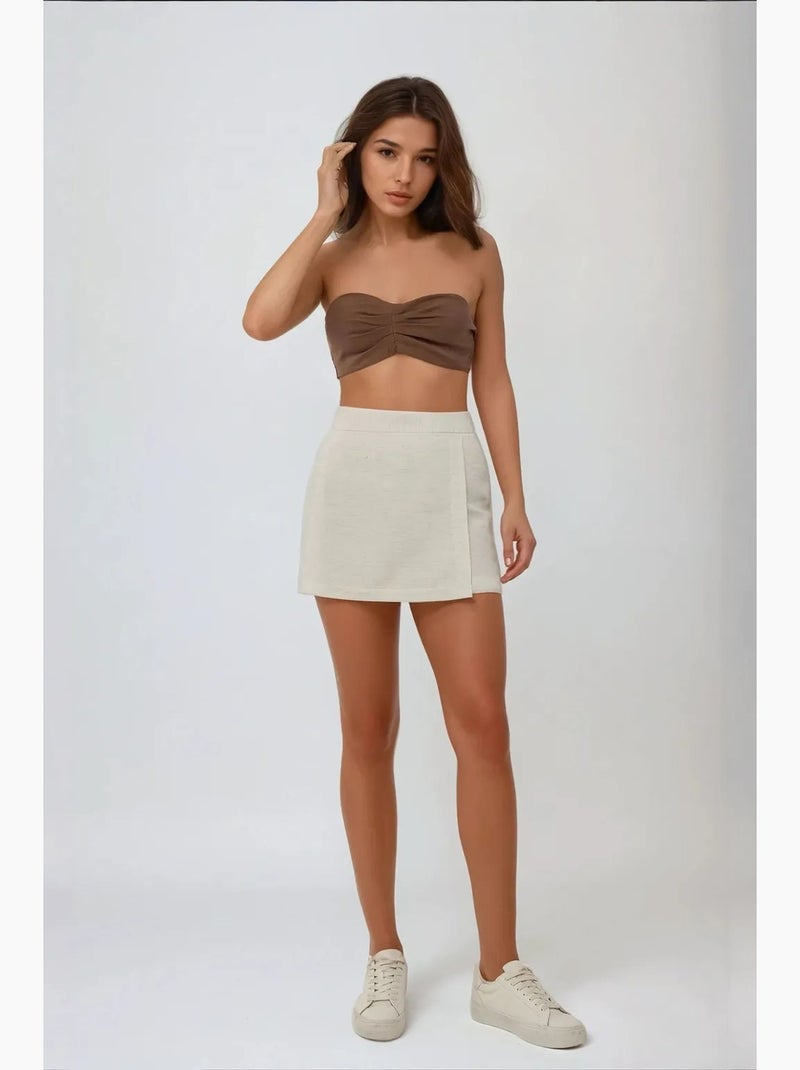 Mini-jupes texturées en lin hiccup Beige - Kiabi