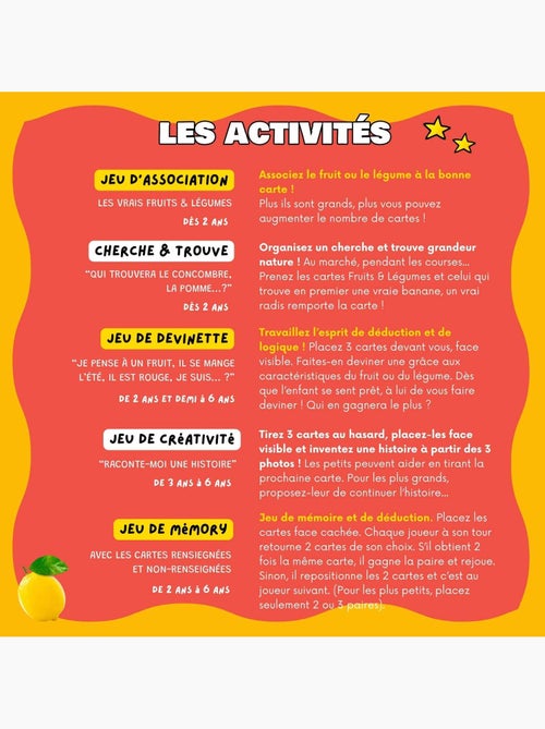 Mini-mondy - 90 cartes Fruits & Légumes - langage - Kiabi