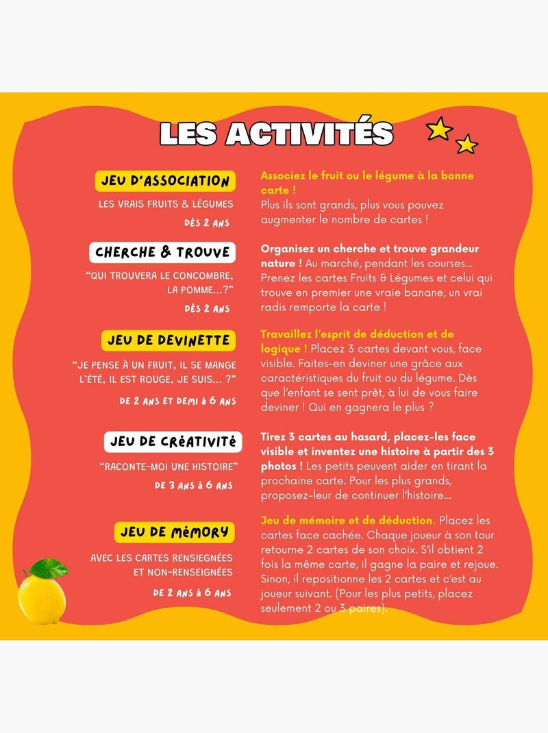 Mini-mondy - 90 cartes Fruits & Légumes - langage Blanc Rouge - Kiabi