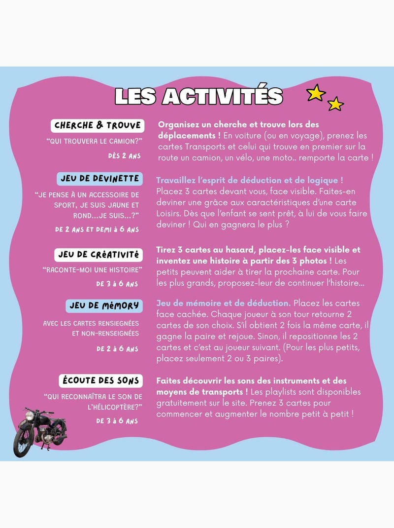 Mini-mondy - 90 cartes loisirs - langage Blanc Violet - Kiabi