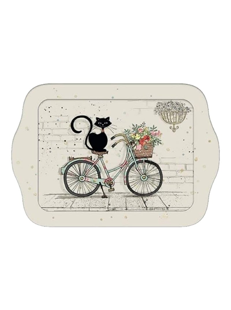 Mini plateau en mélamine chat à vélo 20 cm Beige - Kiabi