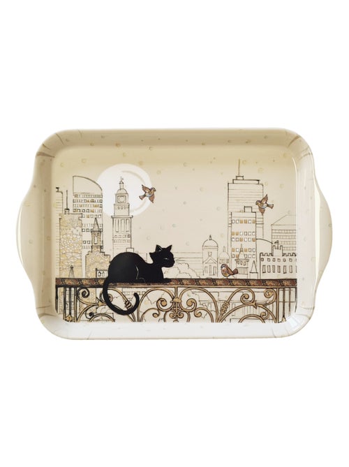 Mini plateau en mélamine Chat et oiseaux 20 cm - Kiabi