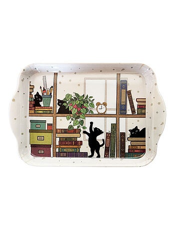 Mini plateau en mélamine chatons dans la bibliothèque 21 cm