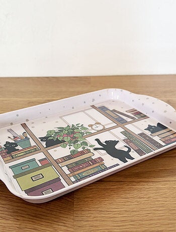 Mini plateau en mélamine chatons dans la bibliothèque 21 cm