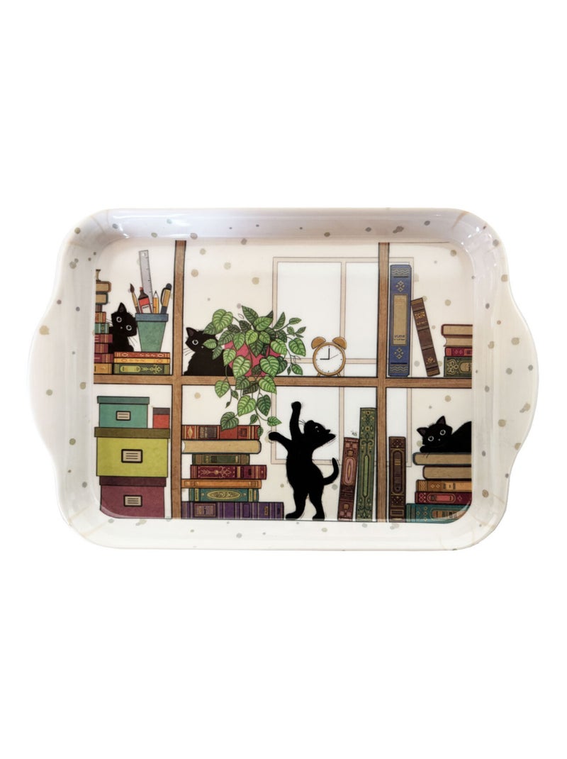 Mini plateau en mélamine chatons dans la bibliothèque 21 cm Beige - Kiabi