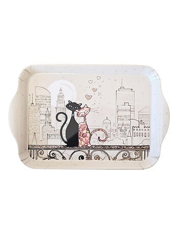 Mini plateau en mélamine chats amoureux skyline 20 cm