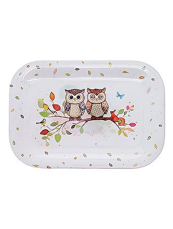 Mini plateau en mélamine couple de hiboux