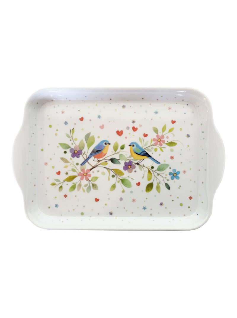 Mini plateau en mélamine couple d'oiseaux colorés Blanc - Kiabi