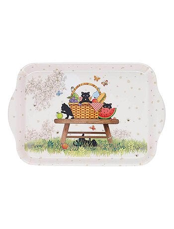 Mini plateau en mélamine pique nique de chatons 20 cm